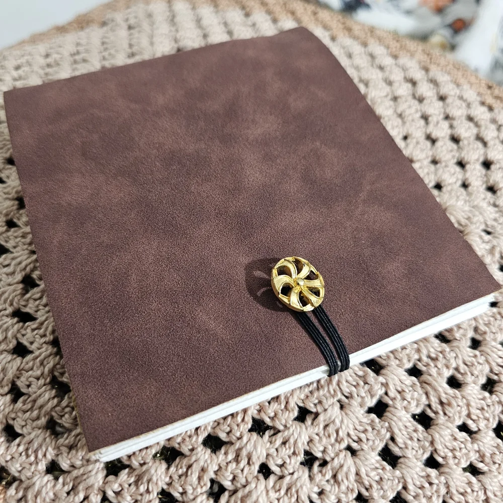 Brown Pleather Journal with Gold Button - Picture 2 of 4